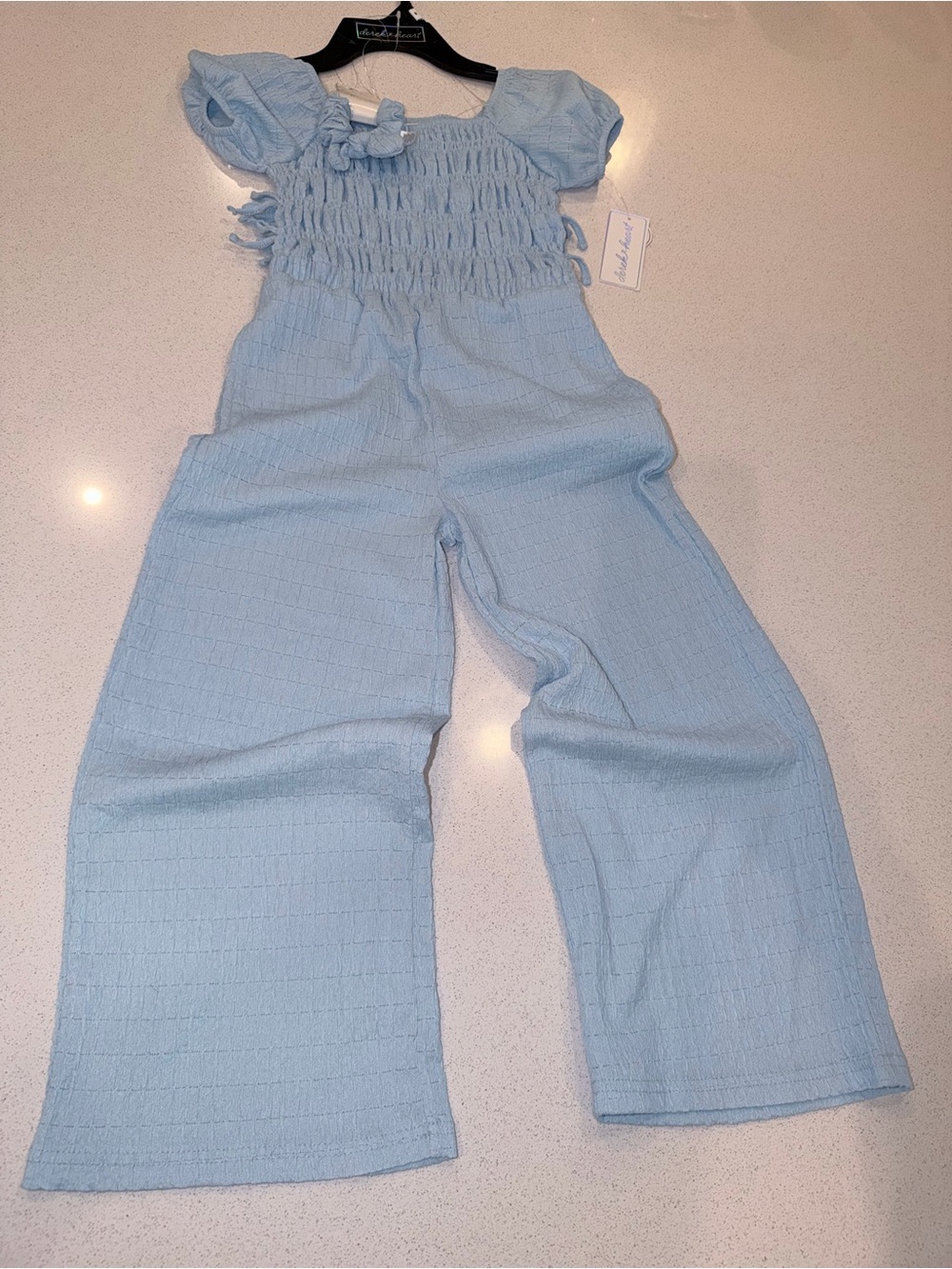 Derek Heart Light Blue Smocked One-Piece Jumpsuit for Kids